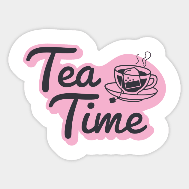 Black and Pink Teatime For Shirts, Bags, Stickers, Hats Sticker by MIDALE